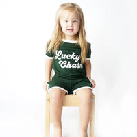 Lucky Charm St Patricks Day Bamboo Terry Ringer Kids T-Shirt