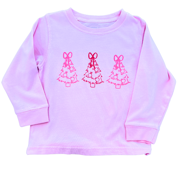 LS Light Pink Christmas Trees T-Shirt