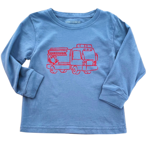 LS Denim Blue Firetruck T-Shirt