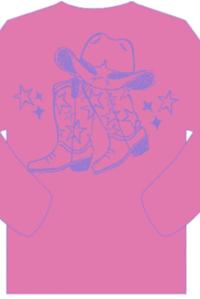 LS Pink Cowgirl Boots Era T-Shirt