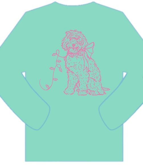 LS Mint Christmas Doodle Dog T-Shirt