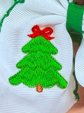 Christmas Tree Embroidered Hair Bow | Clip or Headband