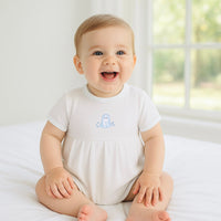 My Little Boo Embroidered Short Sleeve Bubble - Light Blue