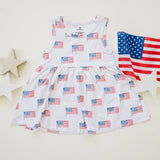American Flag Print Bamboo Peplum Top & Bike Shorts