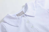 White Pointed Collar Button Romper All Year