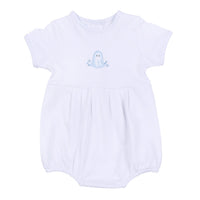 My Little Boo Embroidered Short Sleeve Bubble - Light Blue