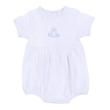 My Little Boo Embroidered Short Sleeve Bubble - Light Blue