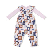 Patchwork Cowgirl - Smocked Overall and Ribbed Bodysuit