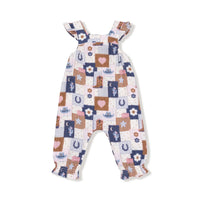 Patchwork Cowgirl - Smocked Overall and Ribbed Bodysuit