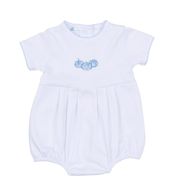 Precious Pumpkins Embroidered Short Sleeve Bubble - Light Blue