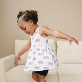 American Flag Print Bamboo Peplum Top & Bike Shorts