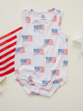 American Flag Print Bamboo Romper