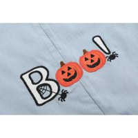 Light Gray 'boo' Applique Overalls