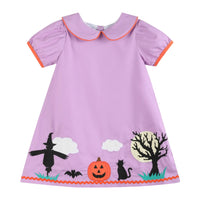Purple Halloween Scene Girls Dress