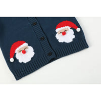 Navy Blue Christmas Santa Knit Cardigan