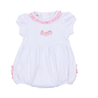 Precious Pumpkins Embroidered Ruffle Short Sleeve Bubble - Pink