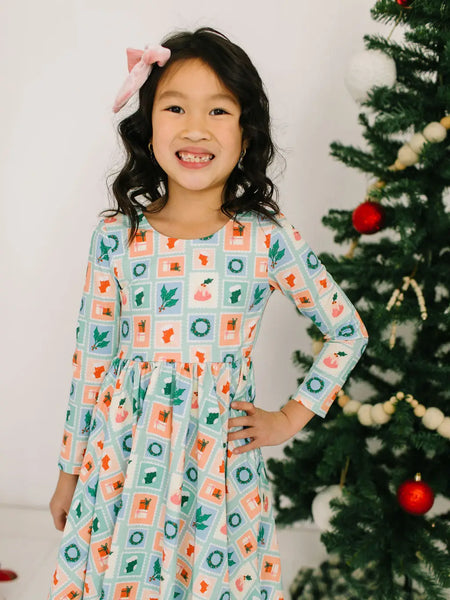 Gwendolyn Dress in Holiday Stamps