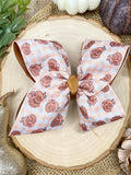 Turkey Print Gingham Bow | Thanksgiving Hair Bow | Clip or Headband