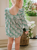 Leah Romper in Wildflower Grid