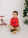 Boys Button Down in Red Picnic Plaid