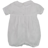 White baby romper with short sleeves on a white background