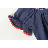 Navy Blue Santa Smocked Bishop Dress