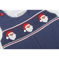 Navy Blue Santa Smocked Overalls