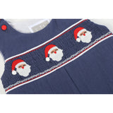 Navy Blue Santa Smocked Overalls