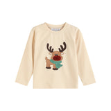 Sand Beige Reindeer Shirt and Brown Pants Set