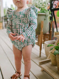 Leah Romper in Wildflower Grid