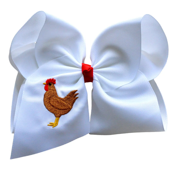 Chicken Embroidered Bow