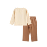 Sand Beige Reindeer Shirt and Brown Pants Set
