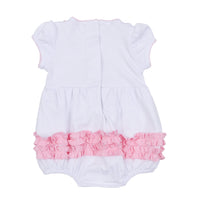 Precious Pumpkins Embroidered Ruffle Short Sleeve Bubble - Pink