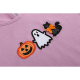Purple Halloween Ruffle Top and Gray Skort Set