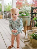 Leah Romper in Wildflower Grid