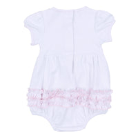 My Little Boo Embroidered Ruffle Short Sleeve Bubble - Pink