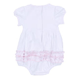 My Little Boo Embroidered Ruffle Short Sleeve Bubble - Pink