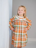 Autumn Plaid Scalloped Bishop Collar Dress