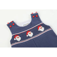 Navy Blue Santa Smocked Overalls