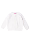 Girls Soft White Lightweight Pointelle Cardigan
