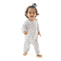 Baby Blue Floral - Smocked Romper