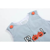 Light Gray 'boo' Applique Overalls