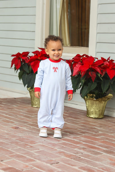 Candy Cane Embroidery Romper