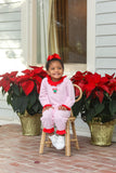 Candy Cane Embroidery Ruffle Romper