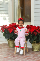 Candy Cane Embroidery Ruffle Romper