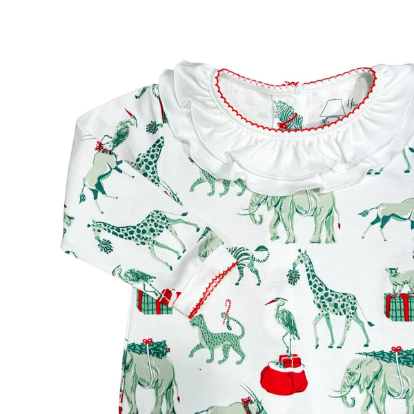 Christmas Safari Girls Footless Playsuit