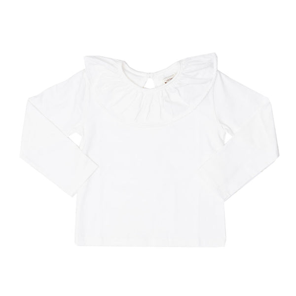 Larrison White Moonstitch Ruffled Collar Shirt