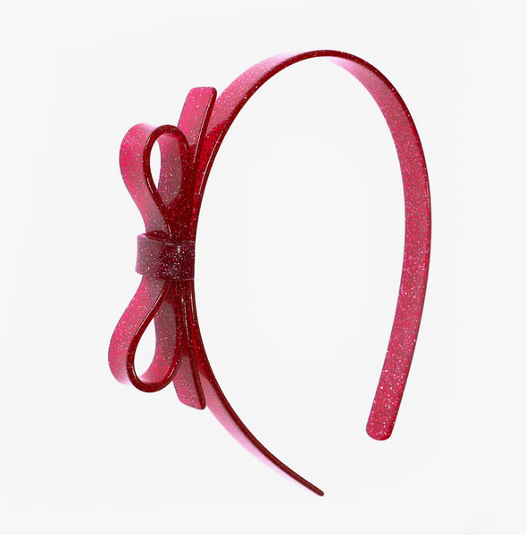 Thin Bow Glitter Red Headband