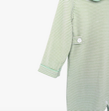 Green & White Stripe Long Sleeve Peter Pan Collar Romper