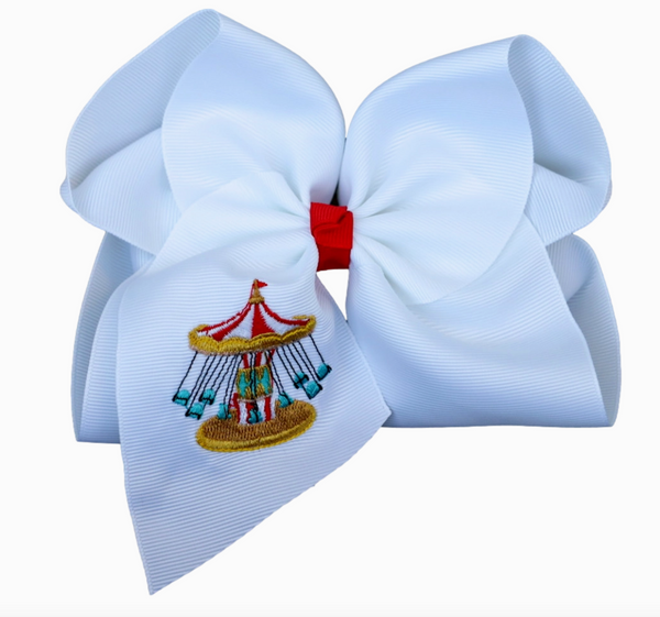 Amusement Park Swings Embroidered Hair Bow